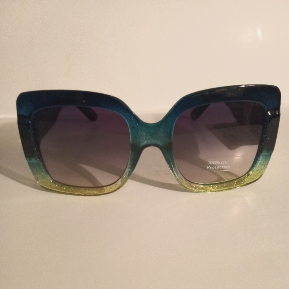 A New Day Green Ombre Glitter Sunglasses